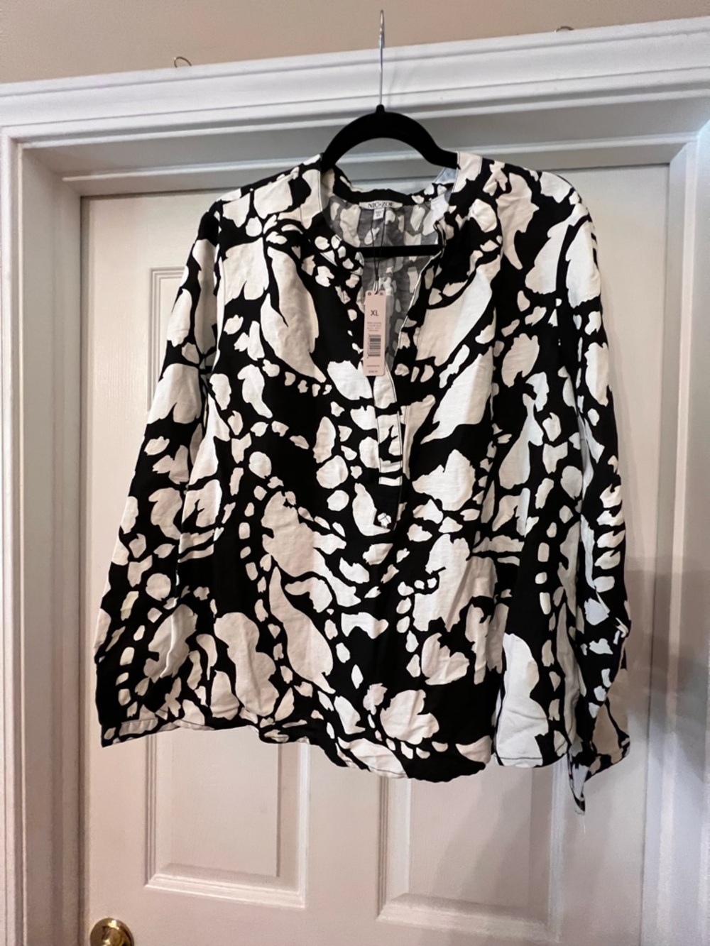 Black & White Printed Women's Blouse - NIC AND ZOE Sz XL NEW WITH TAGS